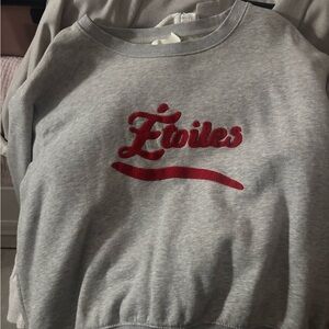 H&M Light Gray Sweater with Red Script